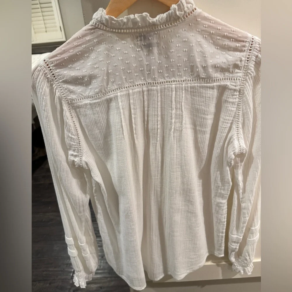 Faherty Willa Button Front Peasant Blouse Top White NWT Size S - Picture 6 of 8